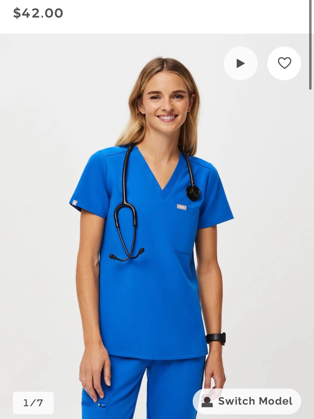 FIGS Royal Blue Catarina Scrub Top